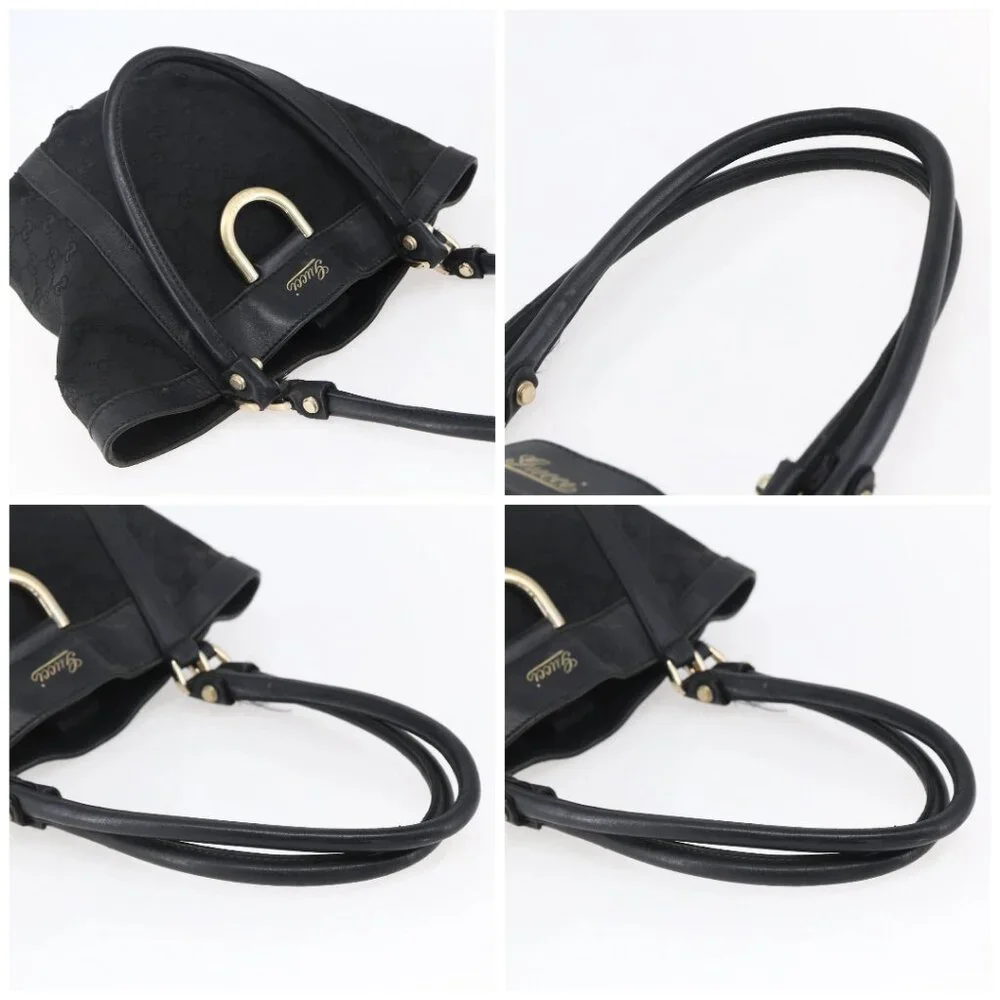 GUCCI GG Canvas Abbey Tote Bag Black Gold 211983 Auth gh1315 - Picture 16 of 16